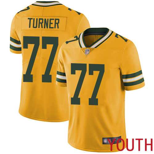Green Bay Packers Limited Gold Youth 77 Turner Billy Jersey Nike NFL Rush Vapor Untouchable